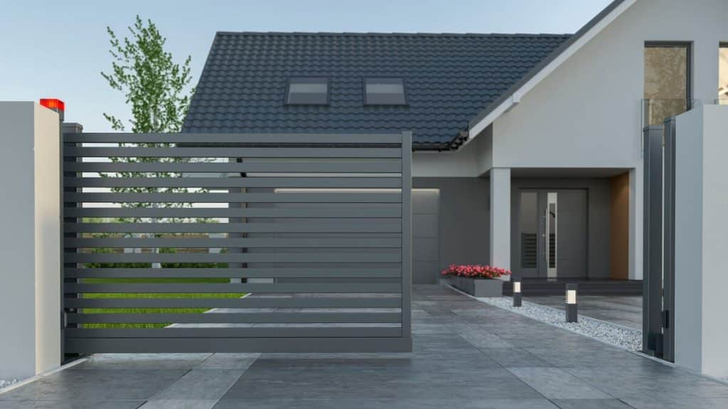 Modern house with a sleek gate